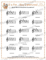 K is for… Key Signatures! Treble Clef Minor Collection 1 Kickball / Worksheet + Answer Key Student Worksheet