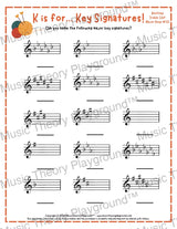 K is for… Key Signatures! Treble Clef Minor Collection 1 Koi Fish / Worksheet + Answer Key Student Worksheet