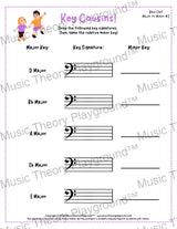 Bass clef key signature music worksheet - printable PDF