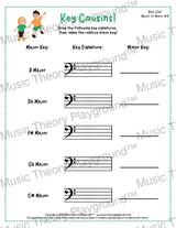Bass clef key signature music worksheet - printable PDF