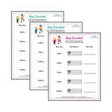 Bass clef key signature music worksheets - printable PDFs
