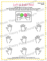 Printable left and right hand worksheet for beginner music students