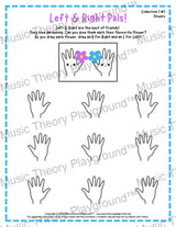 Printable left and right hand worksheet for beginner music students