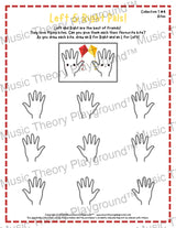 Printable left and right hand worksheet for beginner music students