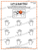 Printable left and right hand worksheet for beginner music students