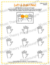 Printable left and right hand autumn & Halloween worksheet for beginner music students