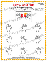 Printable left and right hand worksheet for beginner music students