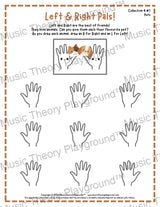 Printable left and right hand worksheet for beginner music students