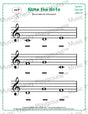 Treble clef note naming music theory worksheet for beginners -  printable PDF