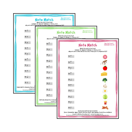 Note Match: Bass Clef Foods Student Worksheet