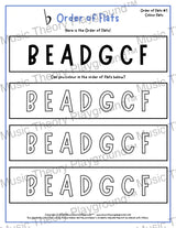 Order of Flats Music theory worksheet -  printable PDF