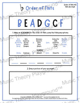 Order of Flats Music theory worksheet -  printable PDF