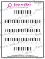 Piano Key Hunt: Single Keys B / Worksheet + Answer Key Student Worksheet