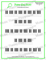 Piano Key Hunt: Single Keys F / Worksheet + Answer Key Student Worksheet