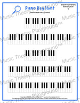 Piano Key Hunt: Single Keys G / Worksheet + Answer Key Student Worksheet