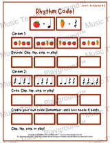 Rhythm Code: 4/4 Garden Level 1 3 / Worksheet + Answer Key Student Worksheet