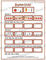 Rhythm Code: 4/4 Garden Level 1 1 / Worksheet + Answer Key Student Worksheet