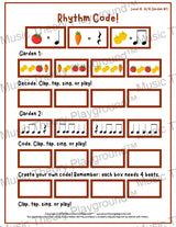 Rhythm Code: 4/4 Garden Level 4 1 / Worksheet + Answer Key Student Worksheet