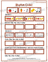 Rhythm Code: 4/4 Garden Level 4 3 / Worksheet + Answer Key Student Worksheet