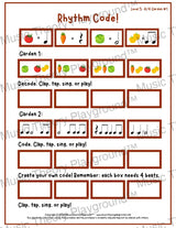 Rhythm Code: 4/4 Garden Level 5 1 / Worksheet + Answer Key Student Worksheet