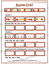 Rhythm Code: 4/4 Garden Level 6 1 / Worksheet + Answer Key Student Worksheet