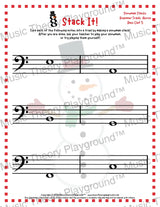 Stack It! Bass Clef: Snowman Collection 1 5 / Worksheet + Answer Key Student Worksheet