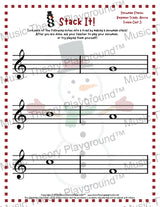 Stack It! Treble Clef: Snowman Collection 1 3 / Worksheet + Answer Key Student Worksheet