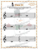 Stack It! Treble Clef: Snowman Collection 1 4 / Worksheet + Answer Key Student Worksheet