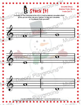 Stack It! Treble Clef: Snowman Collection 1 5 / Worksheet + Answer Key Student Worksheet