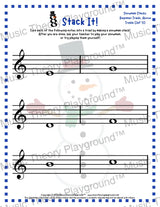 Stack It! Treble Clef: Snowman Collection 2 5 / Worksheet + Answer Key Student Worksheet