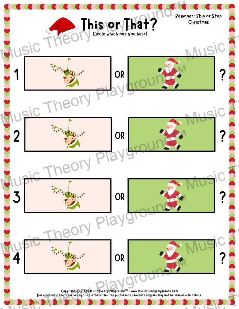 This or That? Christmas Listening Collection 1 Skip/Step / Worksheet Only Lesson Activity