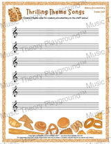 Thrilling Theme Songs: Bakery Documentary Treble Clef Student Worksheet