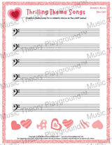 Thrilling Theme Songs: Romantic Movie Bass Clef Student Worksheet