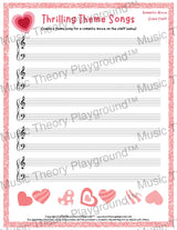 Thrilling Theme Songs: Romantic Movie Grand Staff Student Worksheet