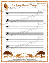 Thrilling Theme Songs: Wildlife Documentary Bass Clef Student Worksheet