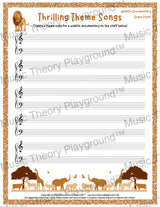 Thrilling Theme Songs: Wildlife Documentary Grand Staff Student Worksheet
