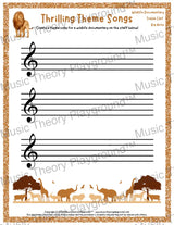 Thrilling Theme Songs: Wildlife Documentary Treble Clef Big Note Student Worksheet