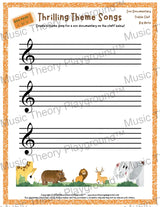 Thrilling Theme Songs: Zoo Documentary Treble Clef Big Note Student Worksheet