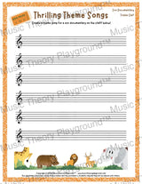 Thrilling Theme Songs: Zoo Documentary Treble Clef Student Worksheet