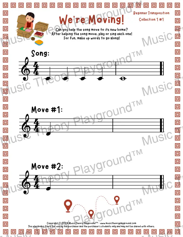 We’re Moving! Treble Clef Collection 1 1 / Worksheet + Answer Key Student Worksheet