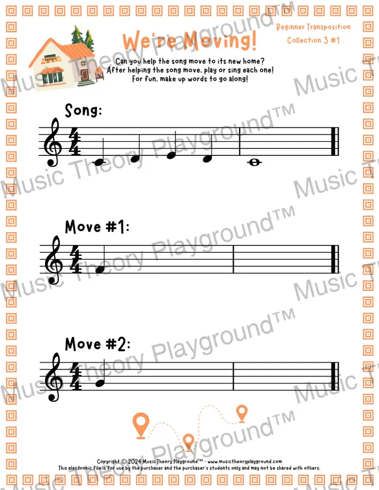 We’re Moving! Treble Clef Collection 3 1 / Worksheet + Answer Key Student Worksheet