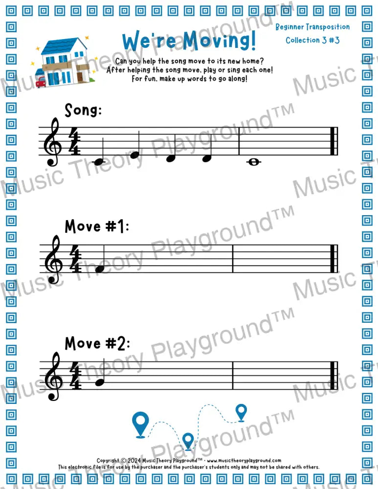 We’re Moving! Treble Clef Collection 3 3 / Worksheet + Answer Key Student Worksheet